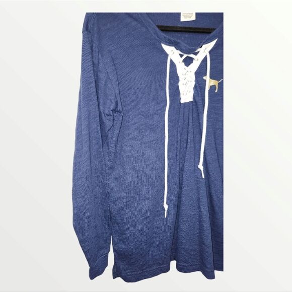 Victoria's Secret Pink Bling Long Sleeve Campus T Shirt Glitter Studded … - Picture 5 of 7